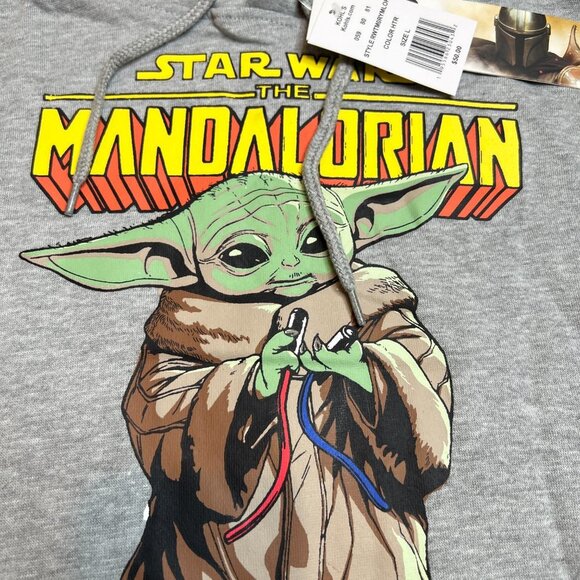 Star Wars The Mandalorian Grogu Hoodie Sweatshirt Mens Large Gray New Baby Yoda‎ - Picture 7 of 10